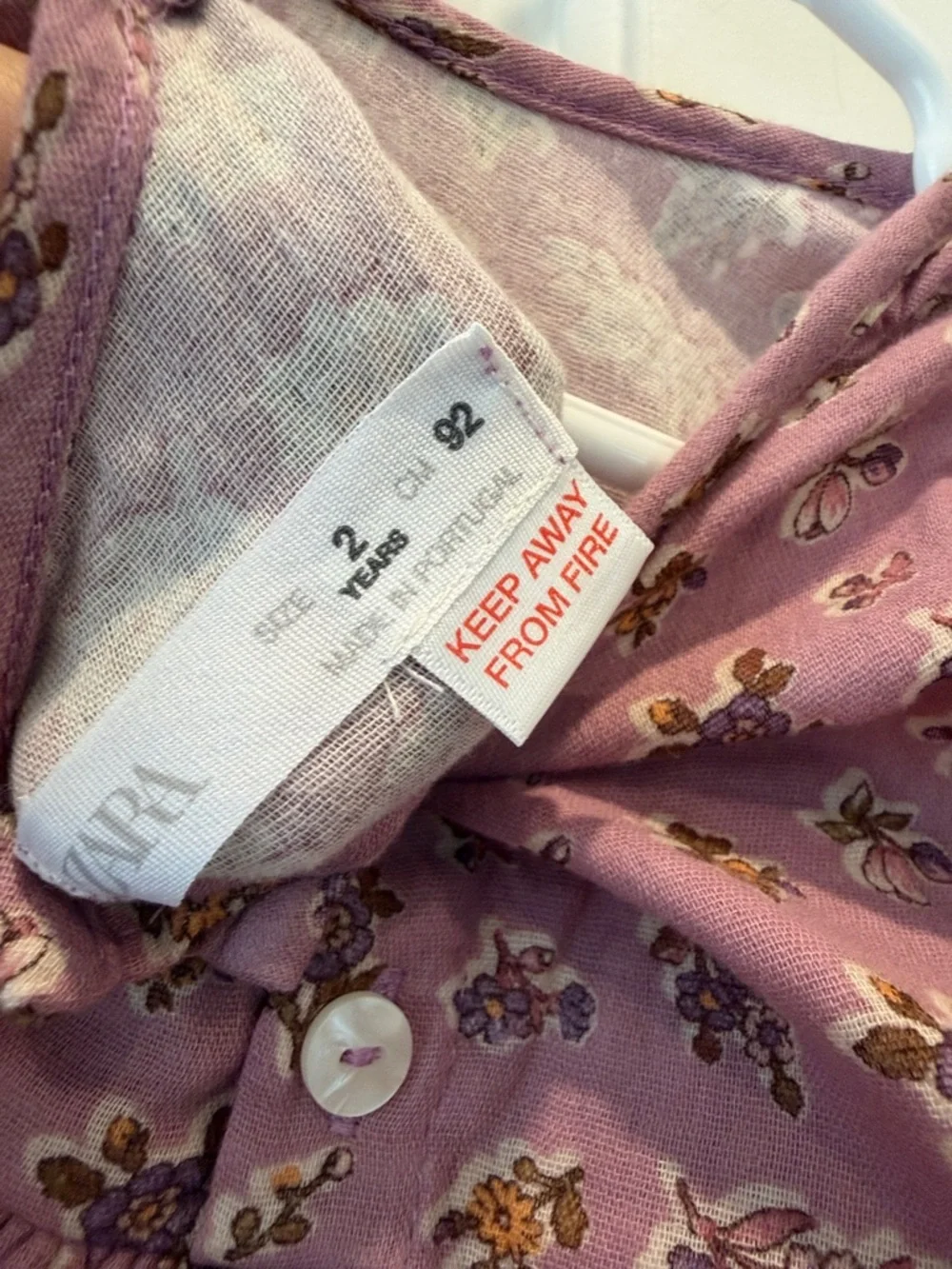 Zara Girls pink Mauve Floral Ruffle Long Sleeve dress 2T